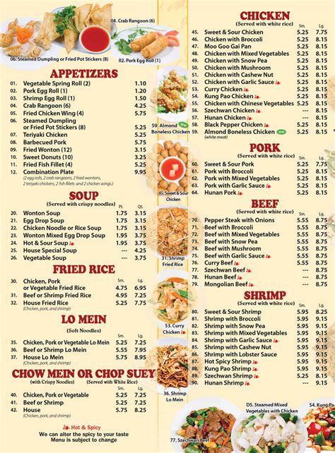 chinese restaurants menu.